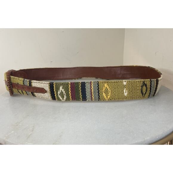 CW Clifford & Willis Woven Southwestern Geometric Tapestry in Leather Belt 37” main image 8